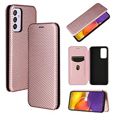 Leather Case Stands Flip Cover Holder L02Z for Samsung Galaxy A05s Rose Gold