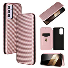 Leather Case Stands Flip Cover Holder L02Z for Samsung Galaxy A15 4G Rose Gold