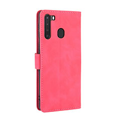 Leather Case Stands Flip Cover Holder L02Z for Samsung Galaxy A21 Hot Pink