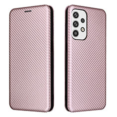 Leather Case Stands Flip Cover Holder L02Z for Samsung Galaxy A23 5G Rose Gold