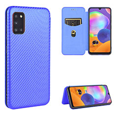 Leather Case Stands Flip Cover Holder L02Z for Samsung Galaxy A31 Blue