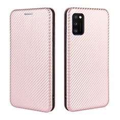 Leather Case Stands Flip Cover Holder L02Z for Samsung Galaxy A41 Rose Gold