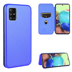 Leather Case Stands Flip Cover Holder L02Z for Samsung Galaxy A51 4G Blue