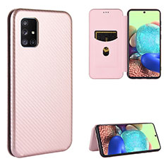 Leather Case Stands Flip Cover Holder L02Z for Samsung Galaxy A51 4G Rose Gold