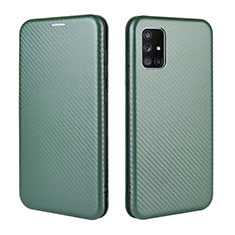 Leather Case Stands Flip Cover Holder L02Z for Samsung Galaxy A71 5G Green