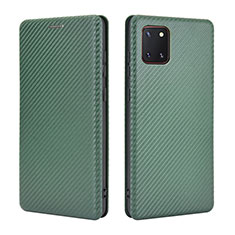 Leather Case Stands Flip Cover Holder L02Z for Samsung Galaxy A81 Green