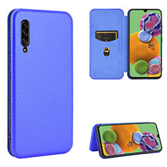 Leather Case Stands Flip Cover Holder L02Z for Samsung Galaxy A90 5G Blue