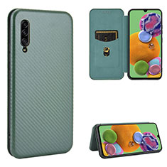 Leather Case Stands Flip Cover Holder L02Z for Samsung Galaxy A90 5G Green