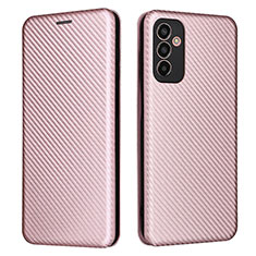 Leather Case Stands Flip Cover Holder L02Z for Samsung Galaxy M13 4G Rose Gold