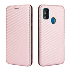 Leather Case Stands Flip Cover Holder L02Z for Samsung Galaxy M21 Rose Gold