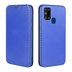 Leather Case Stands Flip Cover Holder L02Z for Samsung Galaxy M31 Prime Edition Blue