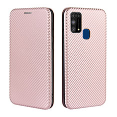 Leather Case Stands Flip Cover Holder L02Z for Samsung Galaxy M31 Prime Edition Rose Gold