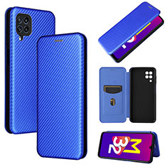 Leather Case Stands Flip Cover Holder L02Z for Samsung Galaxy M32 4G Blue