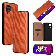 Leather Case Stands Flip Cover Holder L02Z for Samsung Galaxy M32 4G Brown