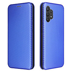 Leather Case Stands Flip Cover Holder L02Z for Samsung Galaxy M32 5G Blue
