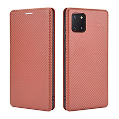 Leather Case Stands Flip Cover Holder L02Z for Samsung Galaxy Note 10 Lite Brown