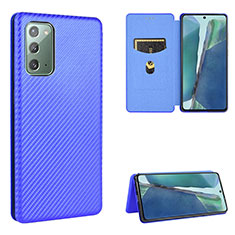 Leather Case Stands Flip Cover Holder L02Z for Samsung Galaxy Note 20 5G Blue