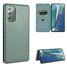 Leather Case Stands Flip Cover Holder L02Z for Samsung Galaxy Note 20 5G Green