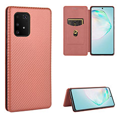 Leather Case Stands Flip Cover Holder L02Z for Samsung Galaxy S10 Lite Brown