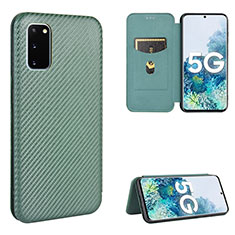 Leather Case Stands Flip Cover Holder L02Z for Samsung Galaxy S20 FE (2022) 5G Green
