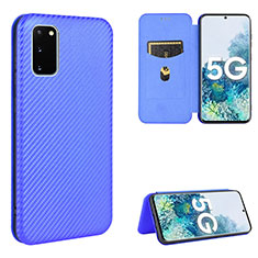 Leather Case Stands Flip Cover Holder L02Z for Samsung Galaxy S20 Lite 5G Blue