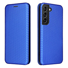 Leather Case Stands Flip Cover Holder L02Z for Samsung Galaxy S22 5G Blue