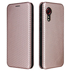 Leather Case Stands Flip Cover Holder L02Z for Samsung Galaxy XCover 5 SM-G525F Rose Gold