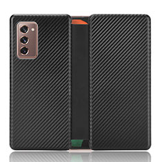 Leather Case Stands Flip Cover Holder L02Z for Samsung Galaxy Z Fold2 5G Black