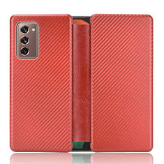 Leather Case Stands Flip Cover Holder L02Z for Samsung Galaxy Z Fold2 5G Red