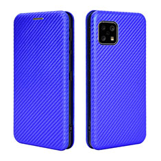 Leather Case Stands Flip Cover Holder L02Z for Sharp Aquos Sense4 Basic Blue
