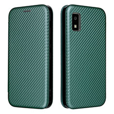 Leather Case Stands Flip Cover Holder L02Z for Sharp Aquos wish2 Green