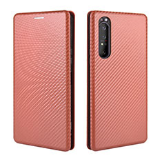 Leather Case Stands Flip Cover Holder L02Z for Sony Xperia 1 II Brown
