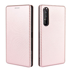 Leather Case Stands Flip Cover Holder L02Z for Sony Xperia 1 II Rose Gold