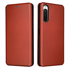 Leather Case Stands Flip Cover Holder L02Z for Sony Xperia 10 IV Brown