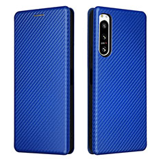 Leather Case Stands Flip Cover Holder L02Z for Sony Xperia 5 IV Blue