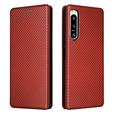 Leather Case Stands Flip Cover Holder L02Z for Sony Xperia 5 IV Brown