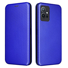 Leather Case Stands Flip Cover Holder L02Z for Vivo T1 5G India Blue