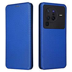 Leather Case Stands Flip Cover Holder L02Z for Vivo X80 Pro 5G Blue
