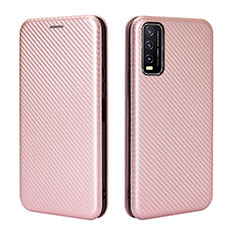 Leather Case Stands Flip Cover Holder L02Z for Vivo Y11s Rose Gold