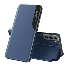 Leather Case Stands Flip Cover Holder L03 for Samsung Galaxy S21 5G Blue