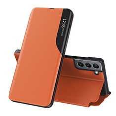 Leather Case Stands Flip Cover Holder L03 for Samsung Galaxy S21 Plus 5G Orange