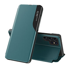 Leather Case Stands Flip Cover Holder L03 for Samsung Galaxy S21 Ultra 5G Green