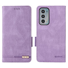 Leather Case Stands Flip Cover Holder L03Z for Motorola Moto Edge 20 5G Purple