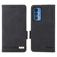 Leather Case Stands Flip Cover Holder L03Z for Motorola Moto Edge 20 Pro 5G Black