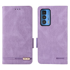 Leather Case Stands Flip Cover Holder L03Z for Motorola Moto Edge 20 Pro 5G Purple