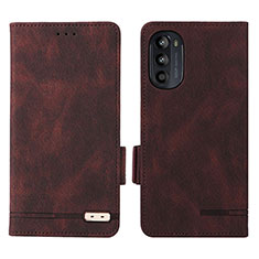 Leather Case Stands Flip Cover Holder L03Z for Motorola Moto Edge (2022) 5G Brown