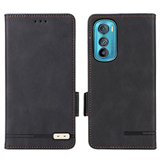 Leather Case Stands Flip Cover Holder L03Z for Motorola Moto Edge 30 5G Black