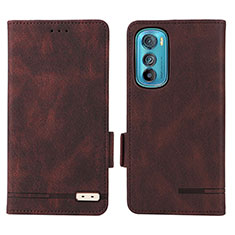 Leather Case Stands Flip Cover Holder L03Z for Motorola Moto Edge 30 5G Brown
