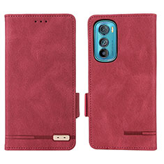 Leather Case Stands Flip Cover Holder L03Z for Motorola Moto Edge 30 5G Red