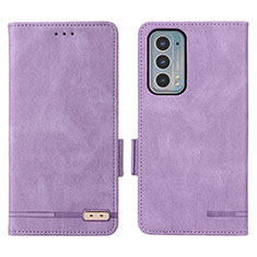 Leather Case Stands Flip Cover Holder L03Z for Motorola Moto Edge Lite 5G Purple